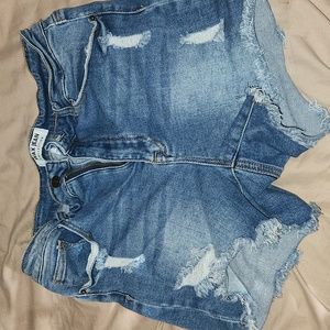 Wax Jean] ripped jean shorts